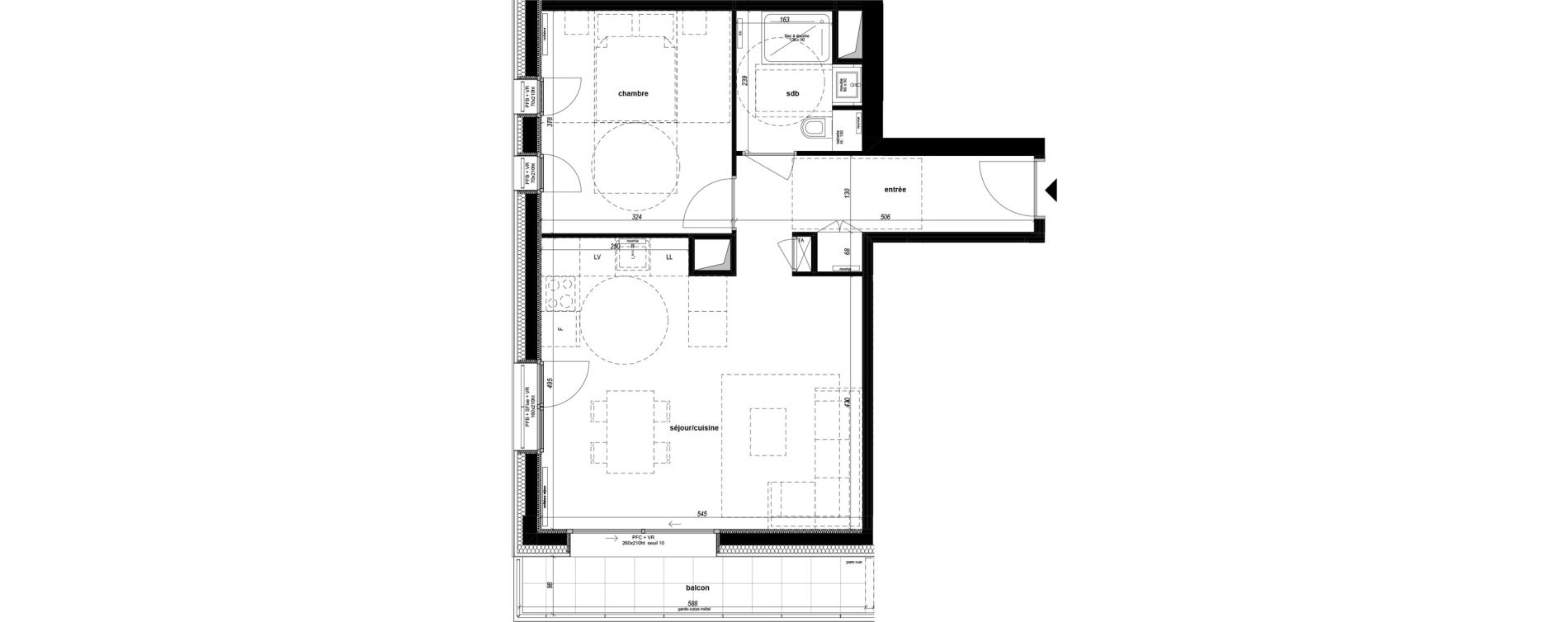 Appartement T2 de 49,71 m2 &agrave; Chamb&eacute;ry Vetrotex