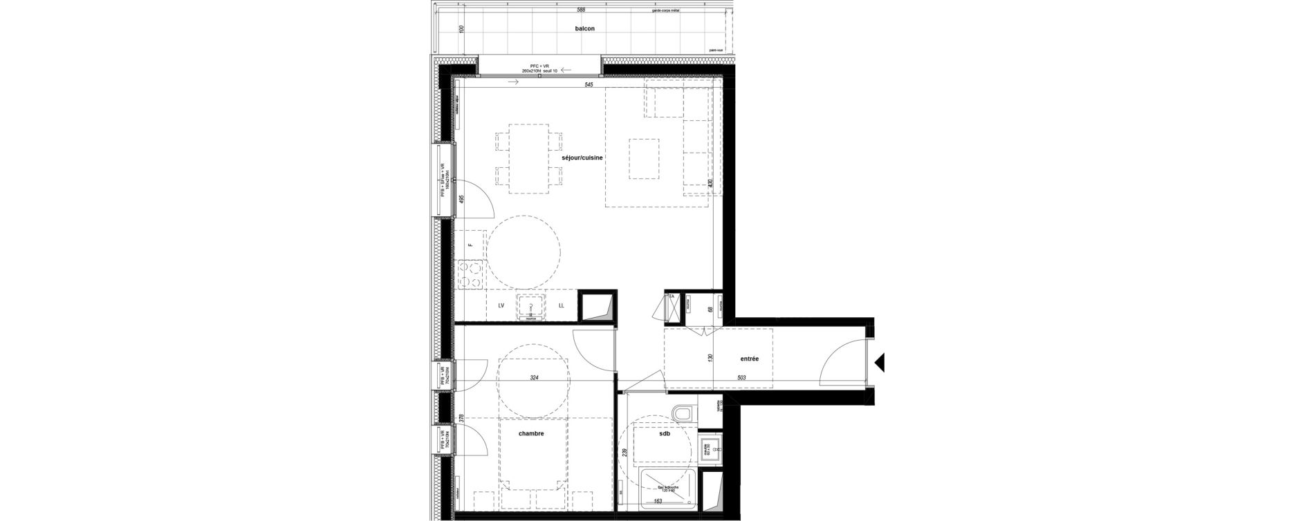 Appartement T2 de 49,67 m2 &agrave; Chamb&eacute;ry Vetrotex