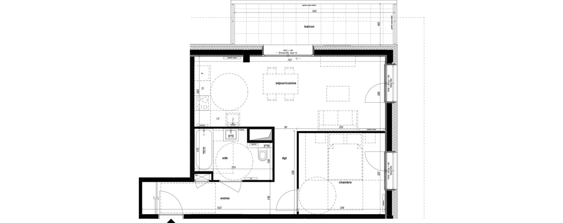Appartement T2 de 49,37 m2 &agrave; Chamb&eacute;ry Vetrotex