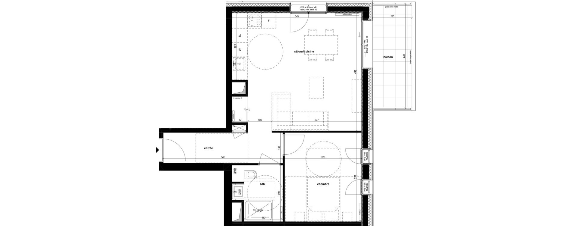 Appartement T2 de 49,78 m2 &agrave; Chamb&eacute;ry Vetrotex