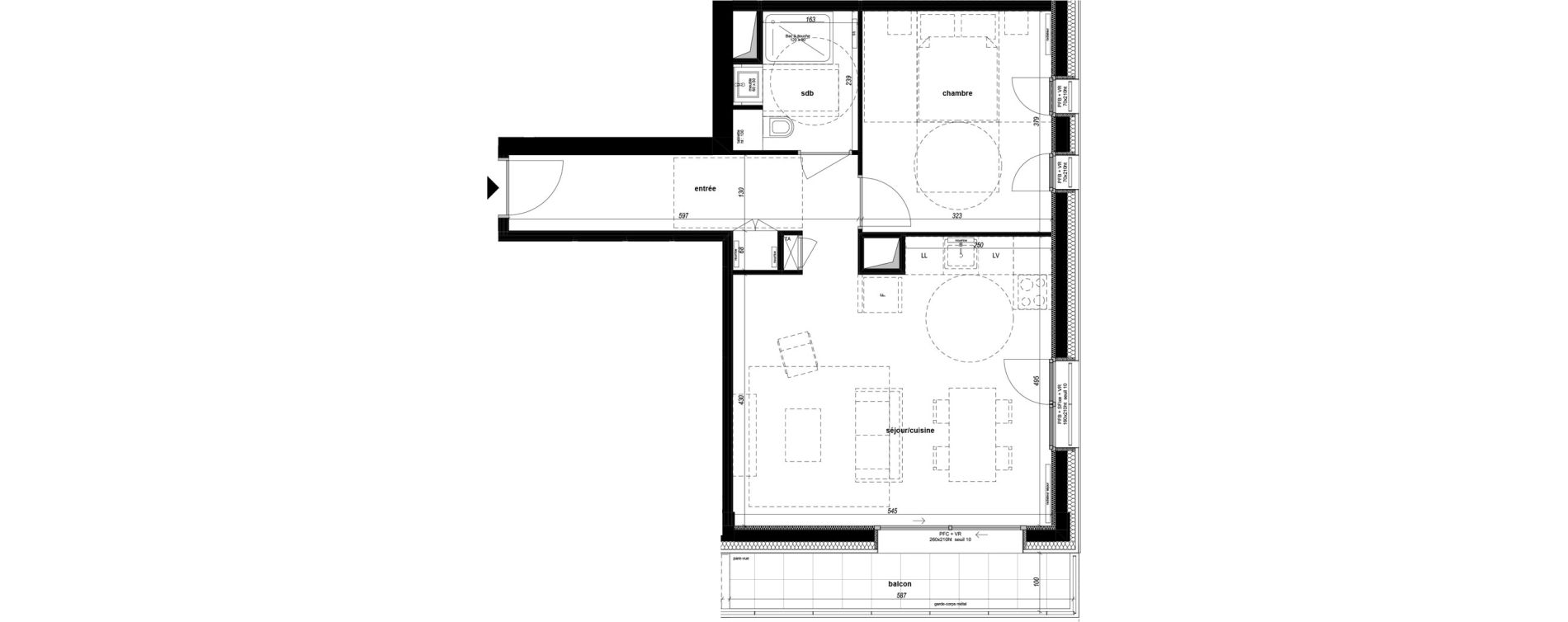 Appartement T2 de 50,90 m2 &agrave; Chamb&eacute;ry Vetrotex