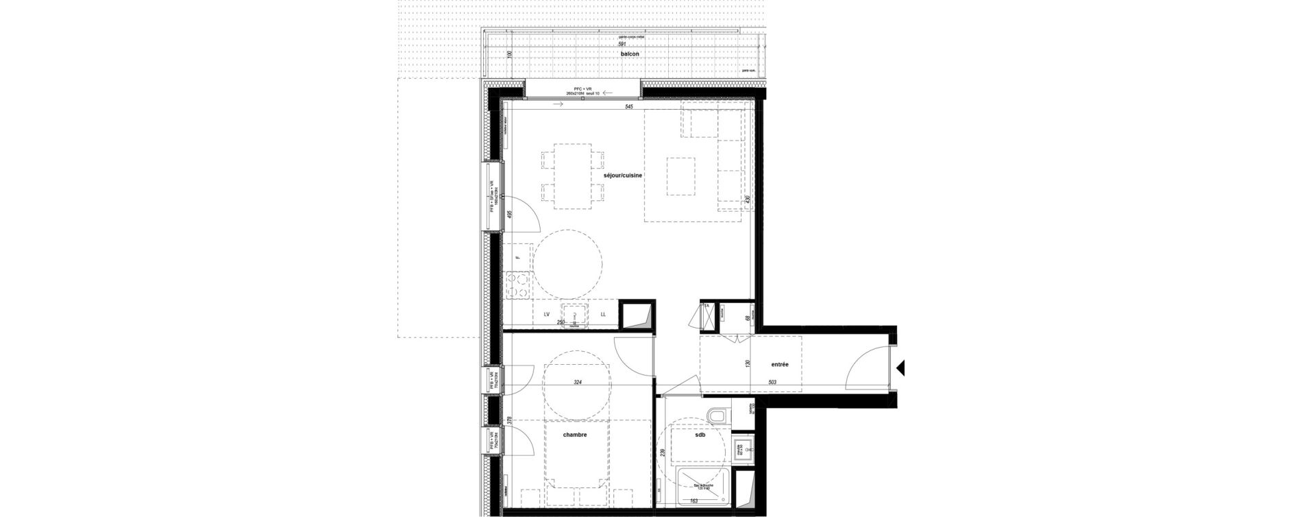Appartement T2 de 49,67 m2 &agrave; Chamb&eacute;ry Vetrotex