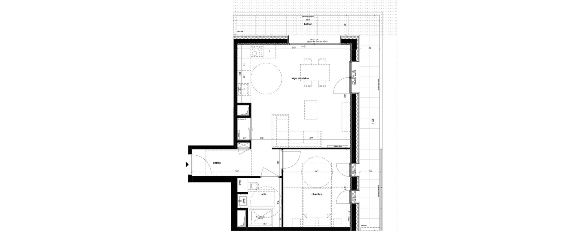 Appartement T2 de 48,87 m2 &agrave; Chamb&eacute;ry Vetrotex