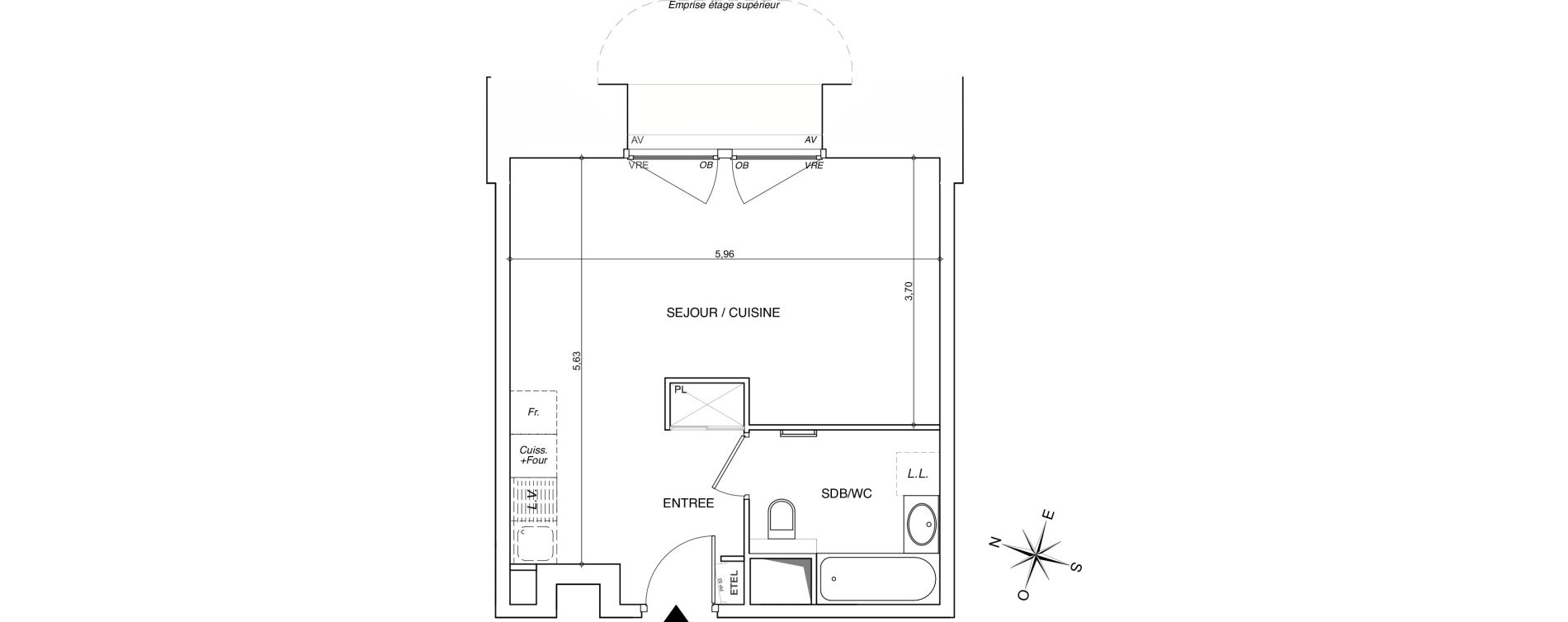 Appartement T1 de 34,44 m2 &agrave; Chamb&eacute;ry Centre