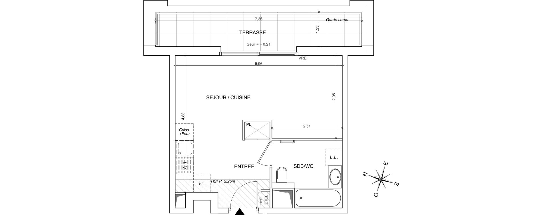 Appartement T1 de 30,12 m2 &agrave; Chamb&eacute;ry Centre