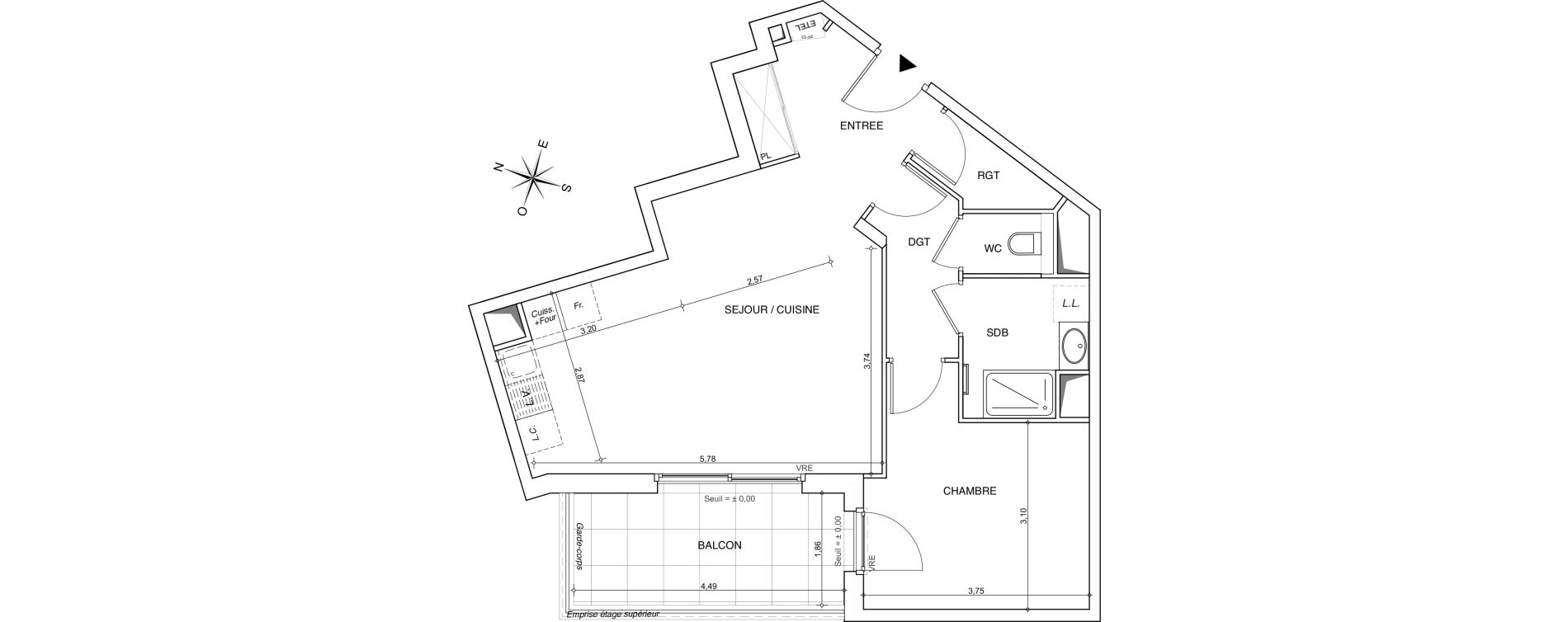 Appartement T2 de 55,45 m2 &agrave; Chamb&eacute;ry Centre