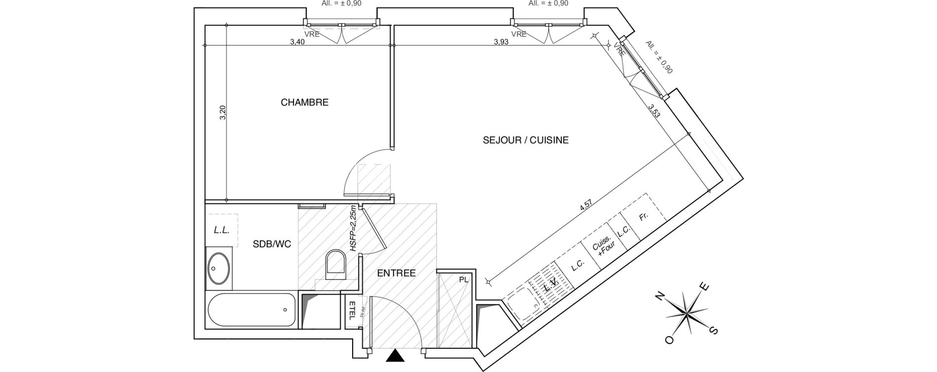 Appartement T2 de 43,56 m2 &agrave; Chamb&eacute;ry Centre