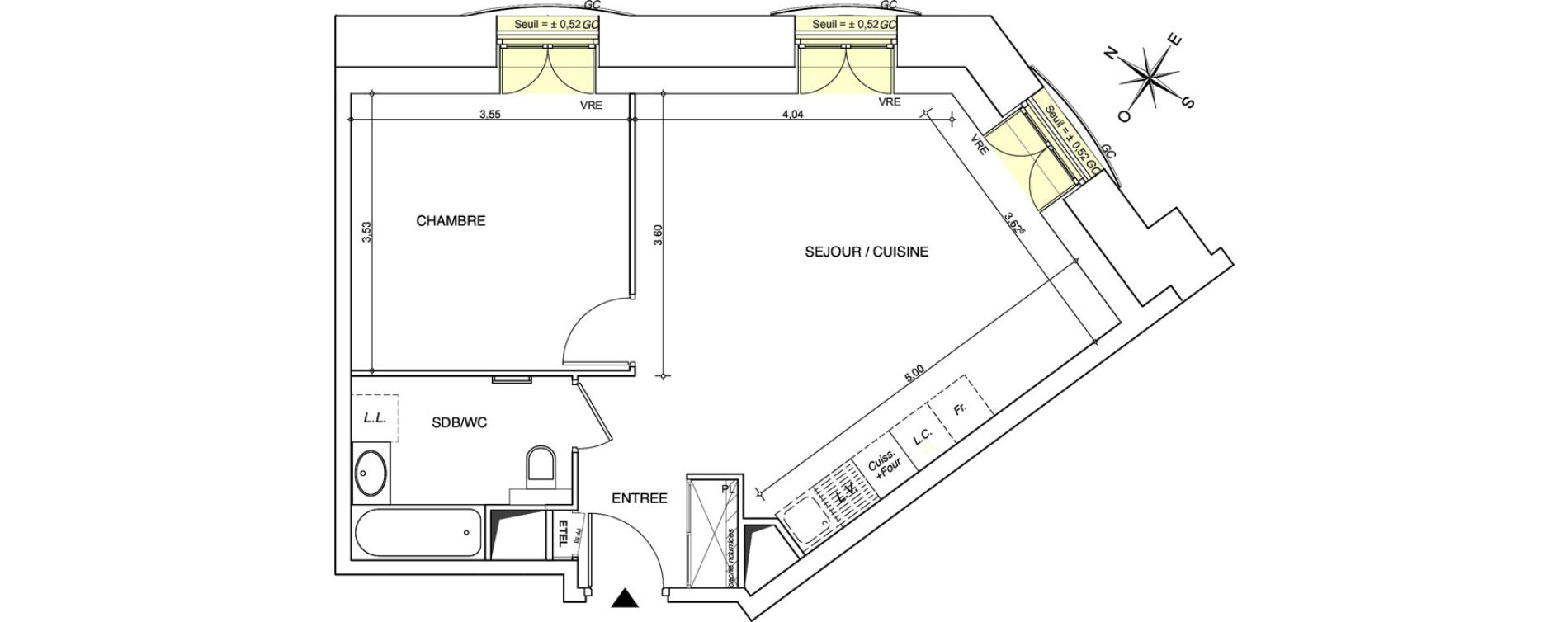 Appartement T2 de 47,66 m2 &agrave; Chamb&eacute;ry Centre