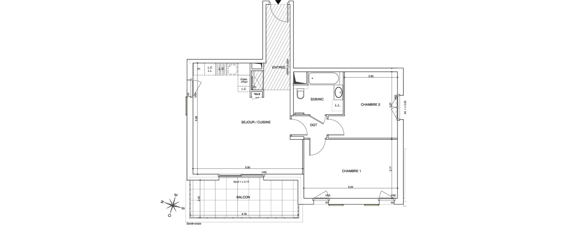 Appartement T3 de 70,85 m2 &agrave; Chamb&eacute;ry Centre