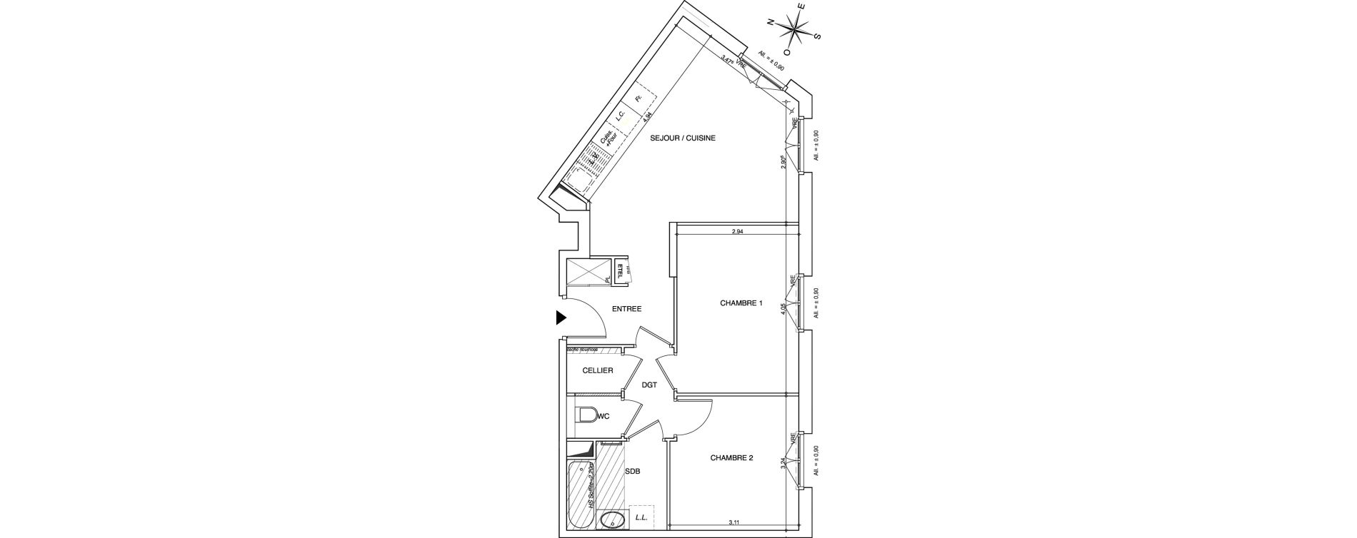 Appartement T3 de 57,85 m2 &agrave; Chamb&eacute;ry Centre
