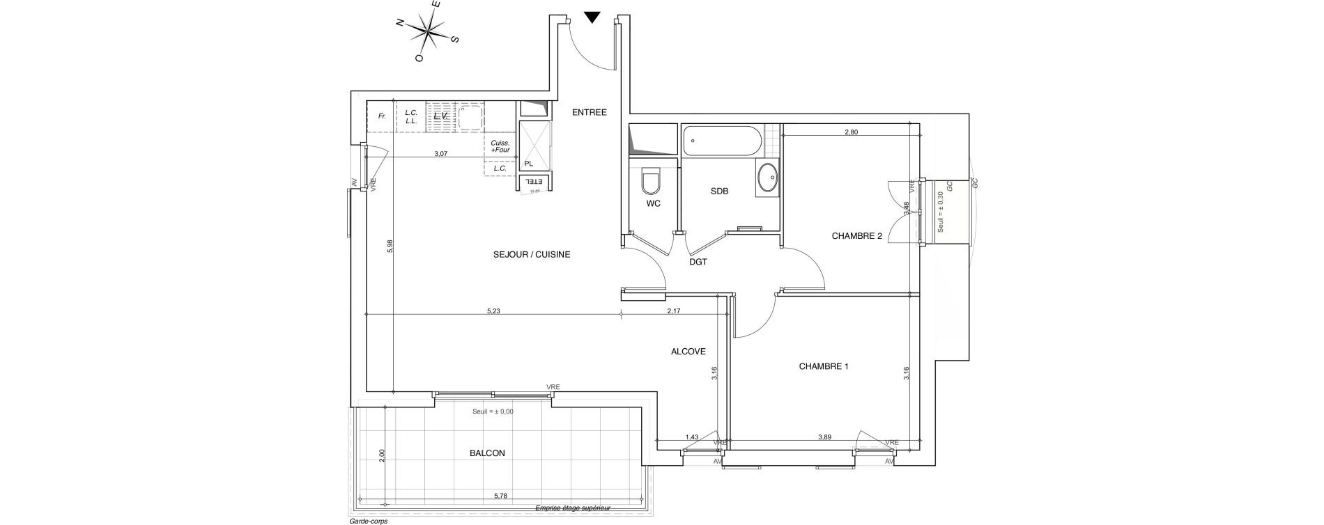 Appartement T3 de 70,19 m2 &agrave; Chamb&eacute;ry Centre