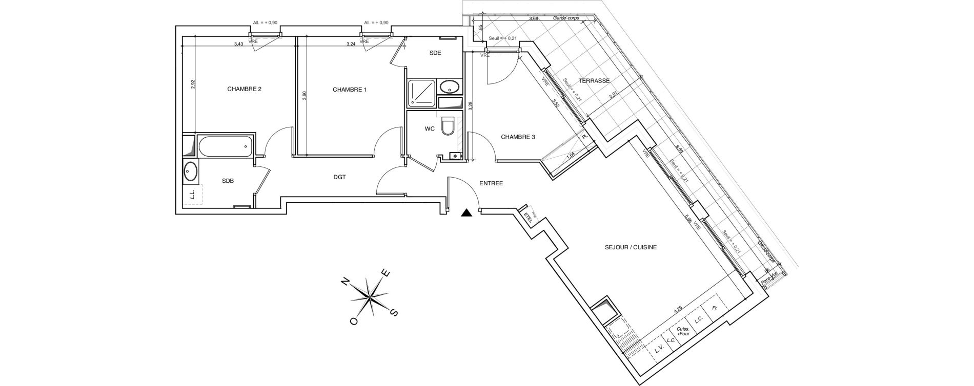 Appartement T4 de 79,20 m2 &agrave; Chamb&eacute;ry Centre