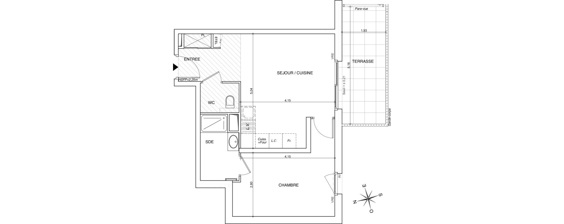 Appartement T2 de 45,26 m2 &agrave; Chamb&eacute;ry Centre