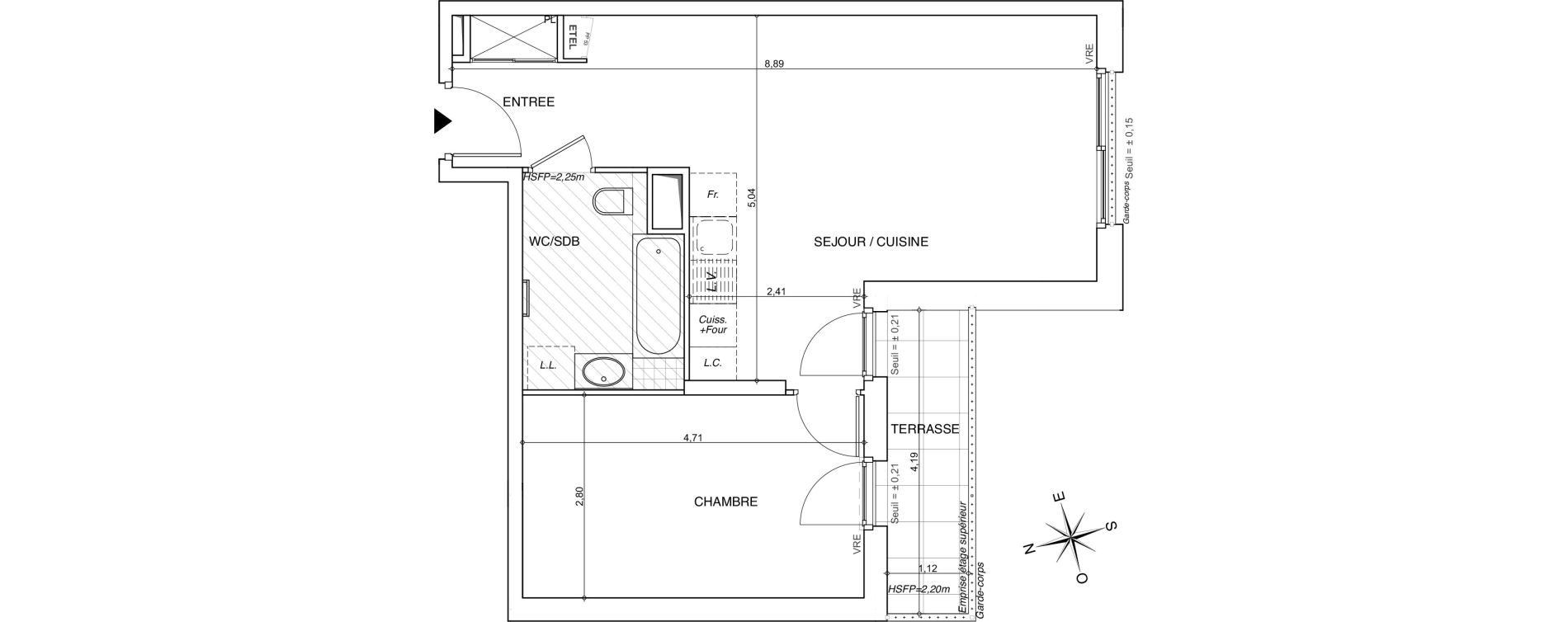 Appartement T2 de 49,79 m2 &agrave; Chamb&eacute;ry Centre