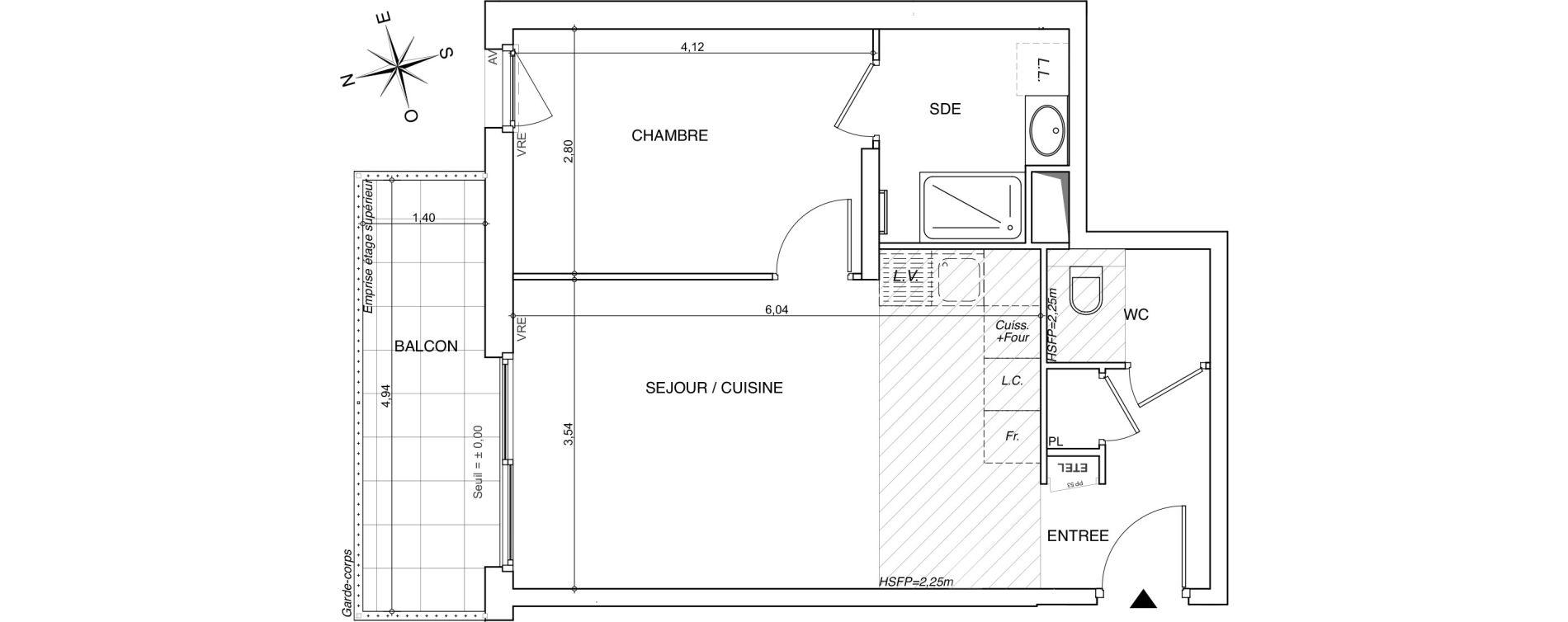 Appartement T2 de 45,07 m2 &agrave; Chamb&eacute;ry Centre