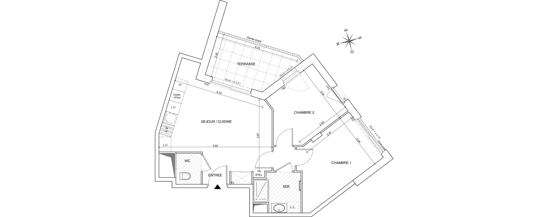 Appartement T3 de 55,21 m2 &agrave; Chamb&eacute;ry Centre