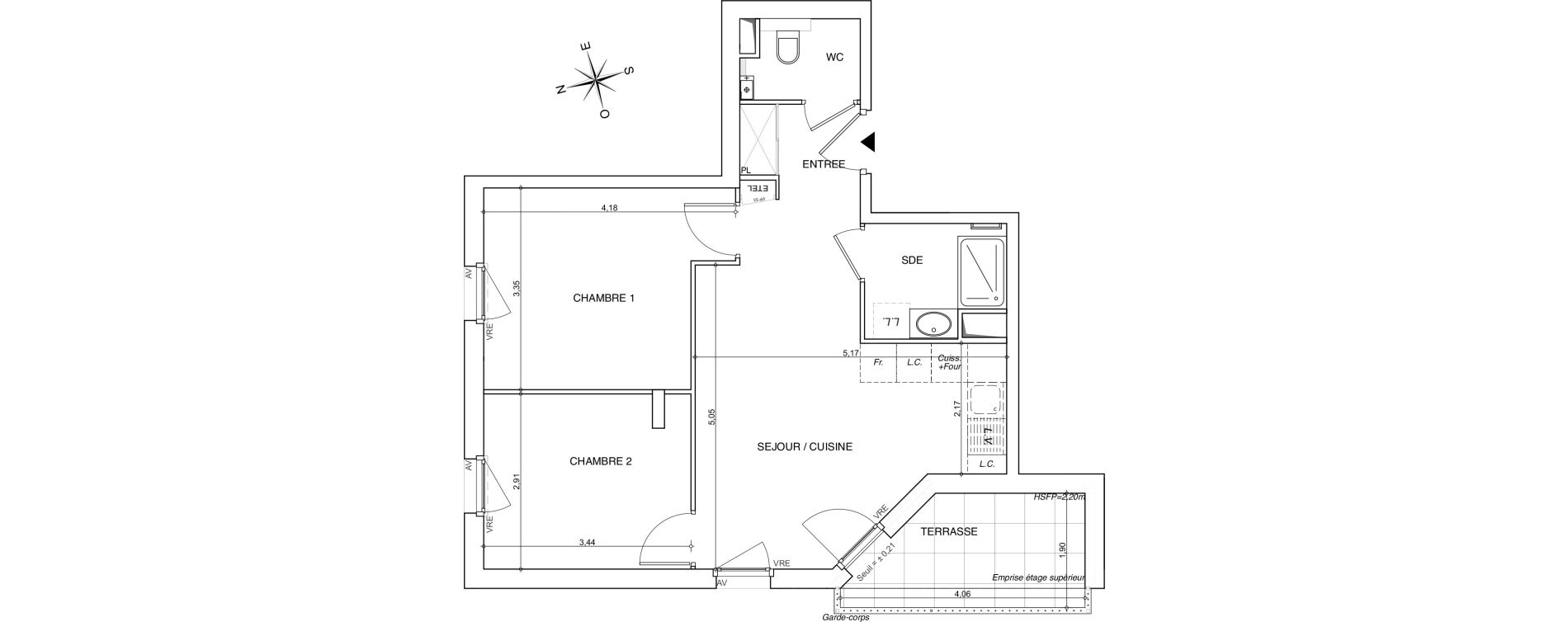 Appartement T3 de 53,48 m2 &agrave; Chamb&eacute;ry Centre