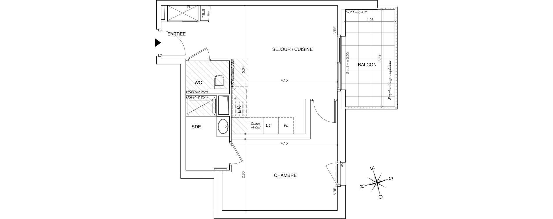 Appartement T2 de 45,10 m2 &agrave; Chamb&eacute;ry Centre