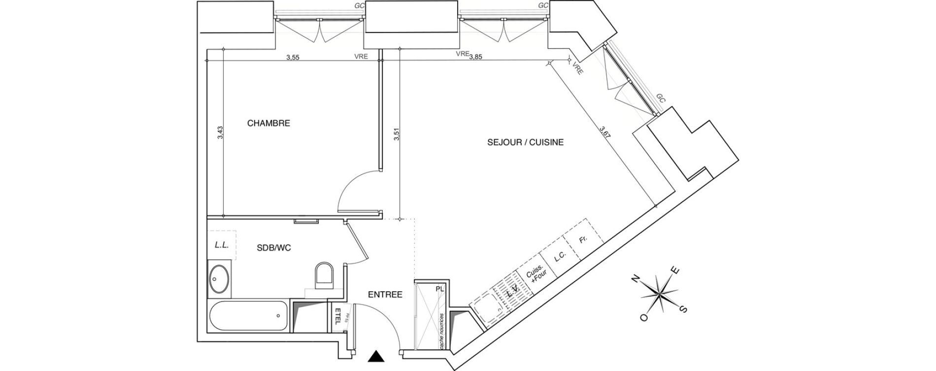Appartement T2 de 46,30 m2 &agrave; Chamb&eacute;ry Centre