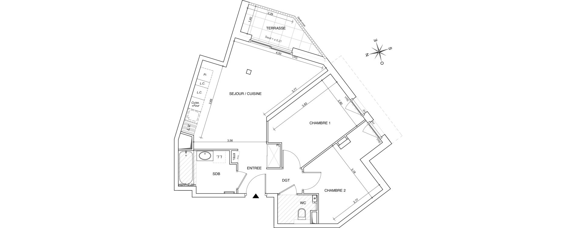 Appartement T3 de 59,26 m2 &agrave; Chamb&eacute;ry Centre