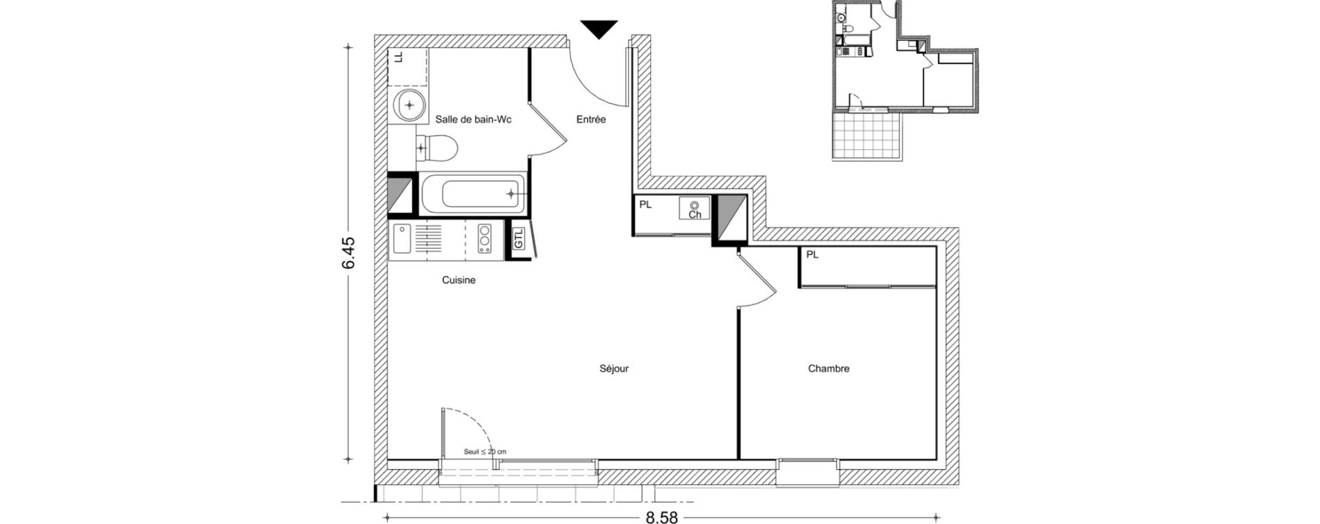 Appartement T2 de 40,39 m2 &agrave; Chamb&eacute;ry Centre