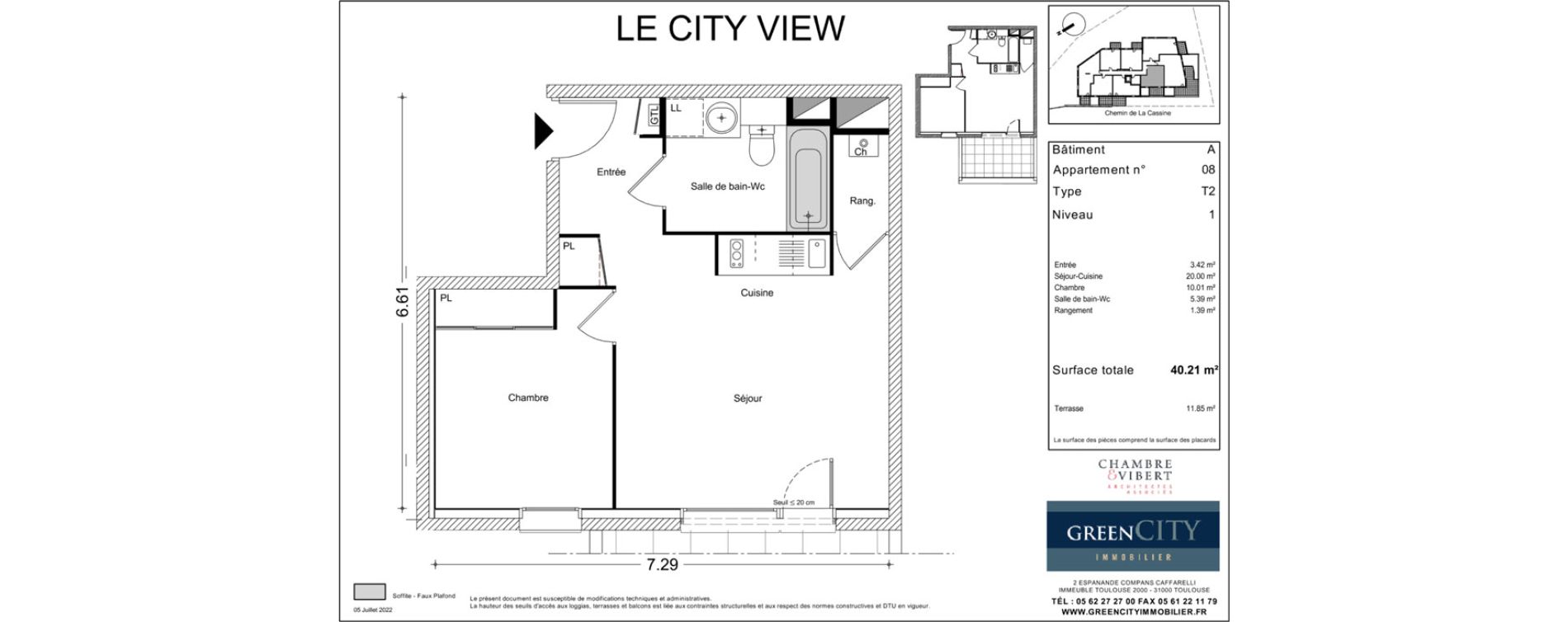 Appartement T2 de 40,21 m2 &agrave; Chamb&eacute;ry Centre