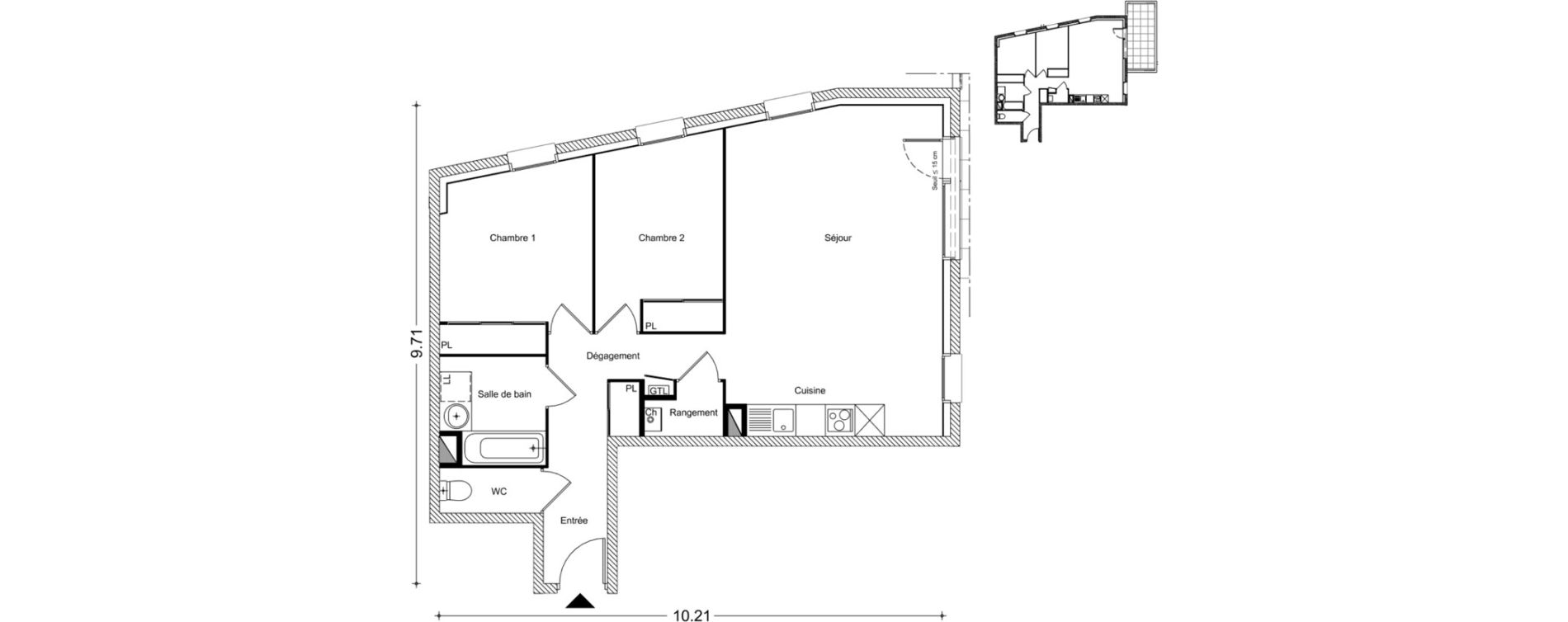 Appartement T3 de 66,97 m2 &agrave; Chamb&eacute;ry Centre