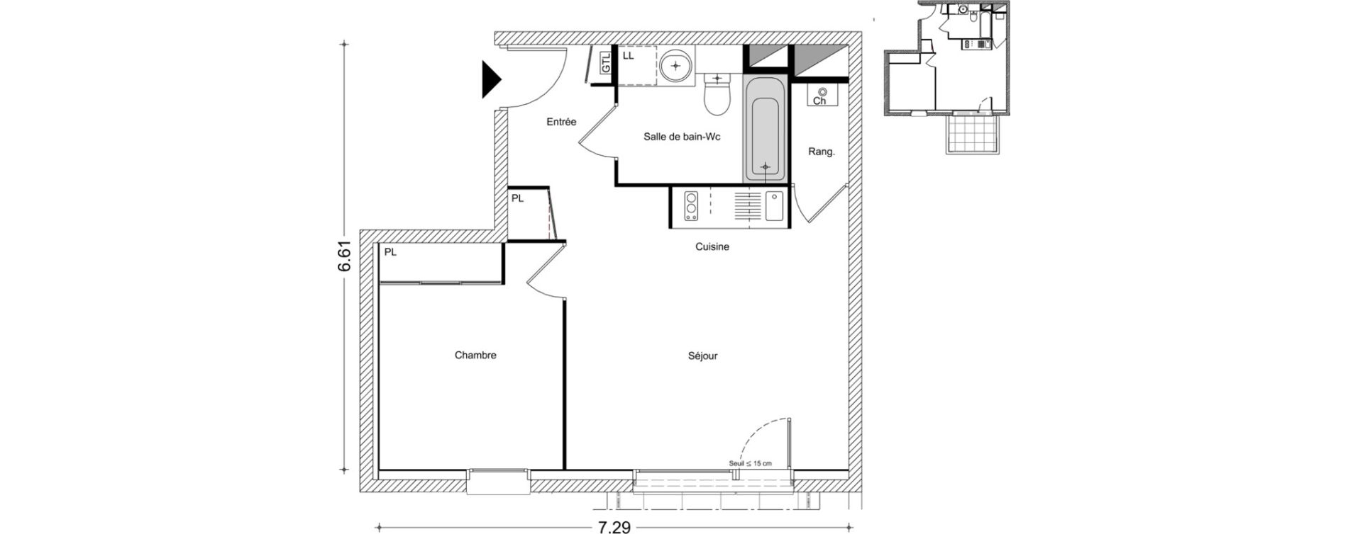 Appartement T2 de 40,21 m2 &agrave; Chamb&eacute;ry Centre