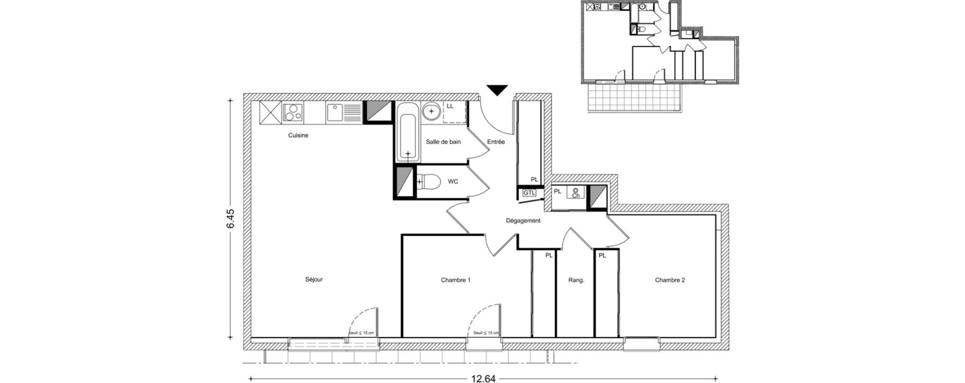 Appartement T3 de 64,94 m2 &agrave; Chamb&eacute;ry Centre