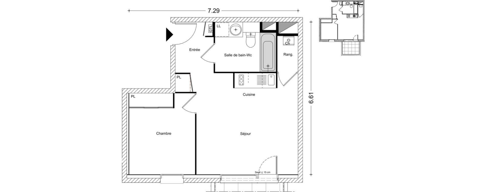 Appartement T2 de 40,21 m2 &agrave; Chamb&eacute;ry Centre