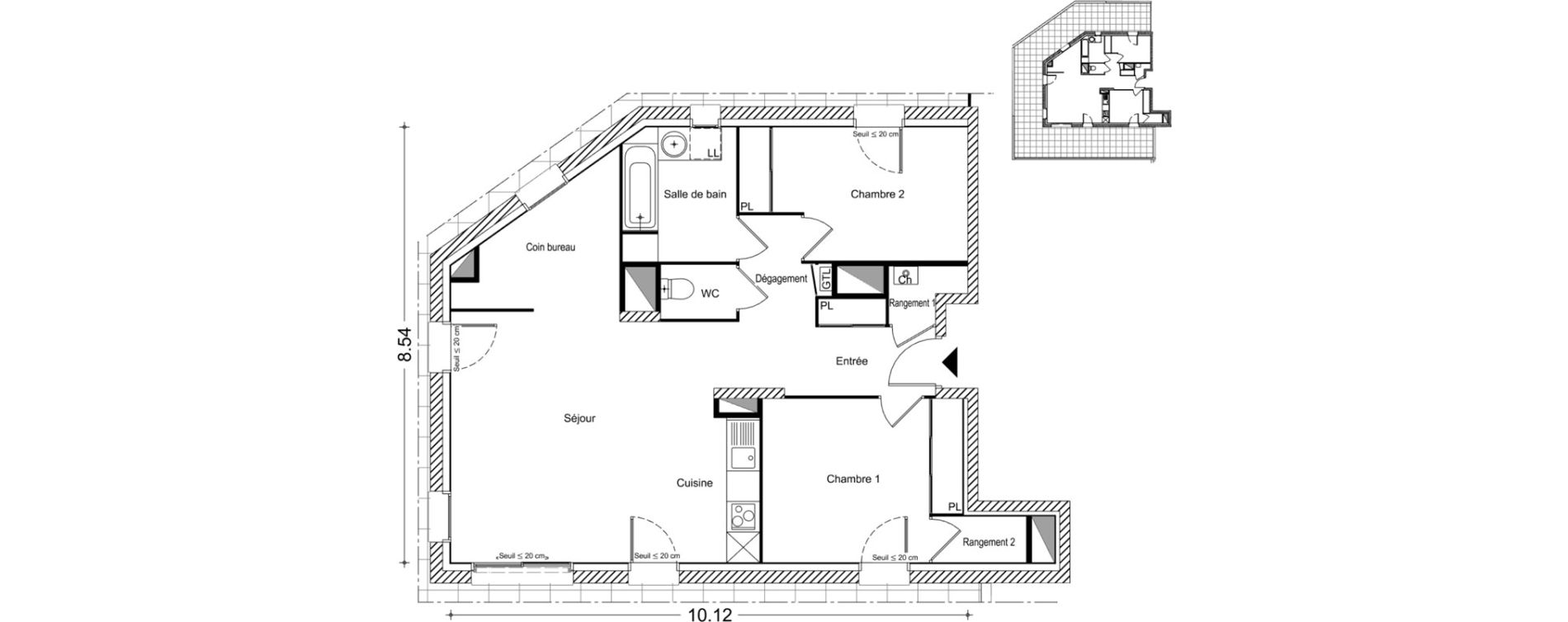 Appartement T3 bis de 76,54 m2 &agrave; Chamb&eacute;ry Centre