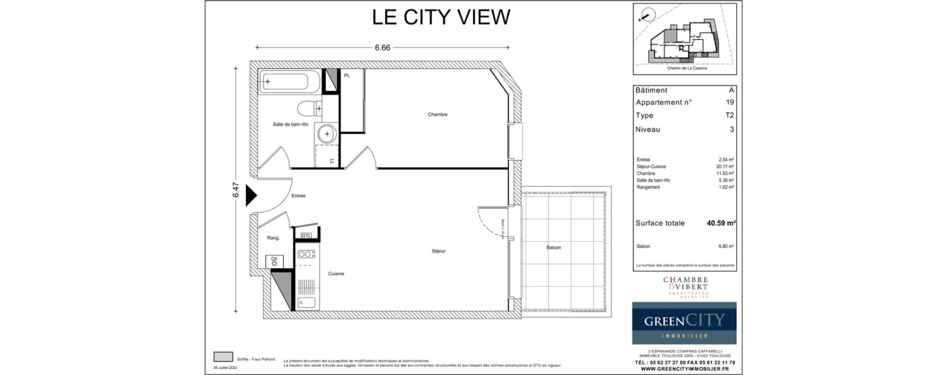 Appartement T2 de 40,59 m2 &agrave; Chamb&eacute;ry Centre