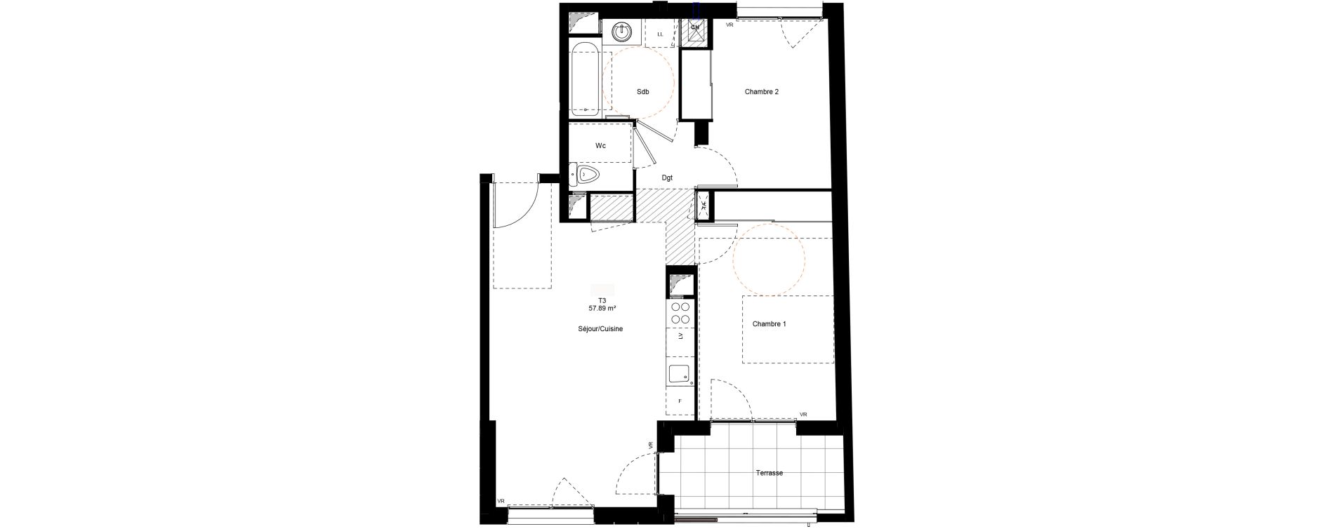 Appartement T3 de 57,89 m2 &agrave; Chamb&eacute;ry Centre