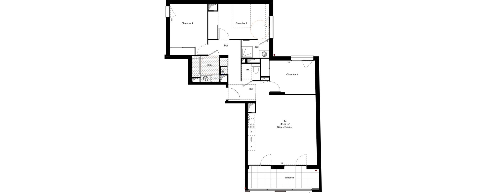 Appartement T4 de 86,57 m2 &agrave; Chamb&eacute;ry Centre