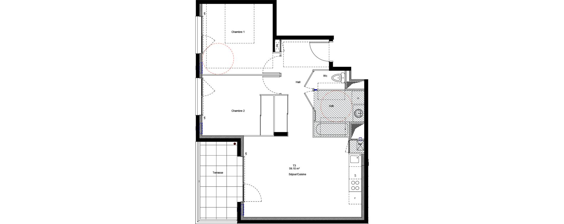 Appartement T3 de 59,10 m2 &agrave; Chamb&eacute;ry Centre