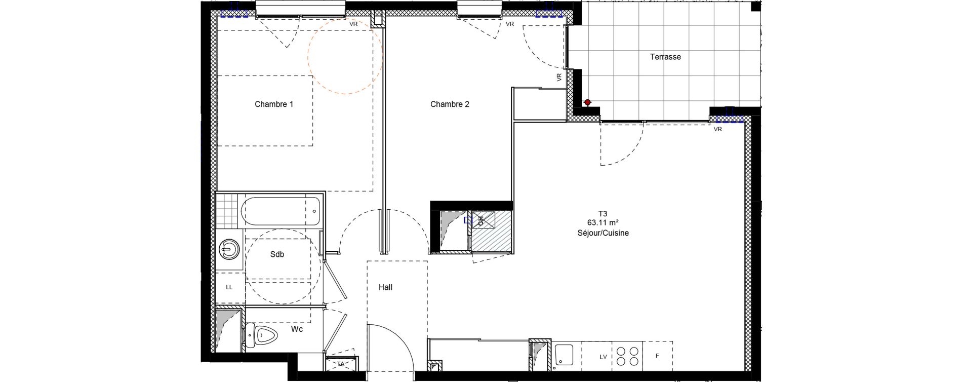 Appartement T3 de 63,11 m2 &agrave; Chamb&eacute;ry Centre
