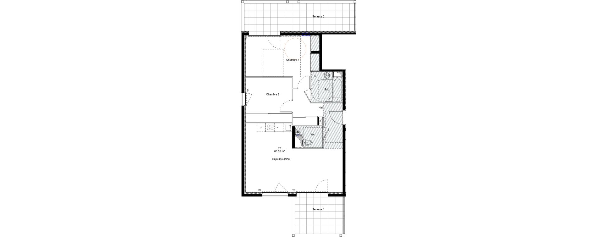 Appartement T3 de 66,55 m2 &agrave; Chamb&eacute;ry Centre