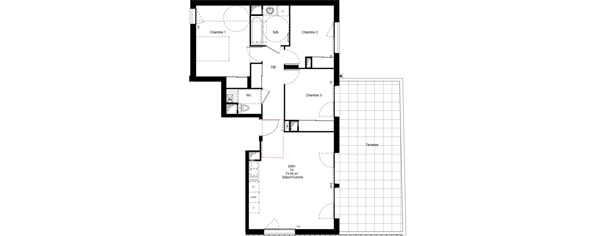 Appartement T4 de 73,44 m2 &agrave; Chamb&eacute;ry Centre