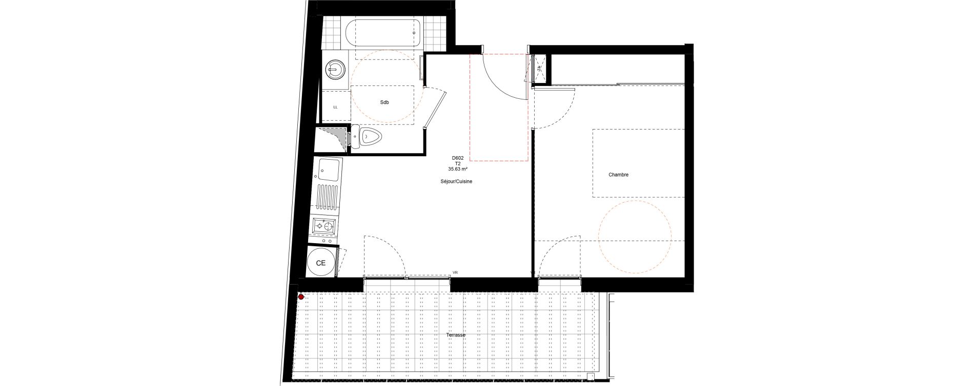 Appartement T2 de 35,63 m2 &agrave; Chamb&eacute;ry Centre