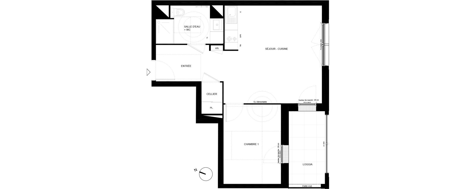 Appartement T2 de 46,63 m2 &agrave; Chamb&eacute;ry Vetrotex