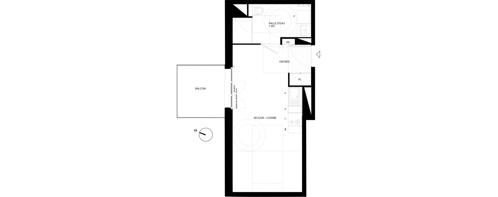Appartement T1 de 28,21 m2 &agrave; Chamb&eacute;ry Vetrotex