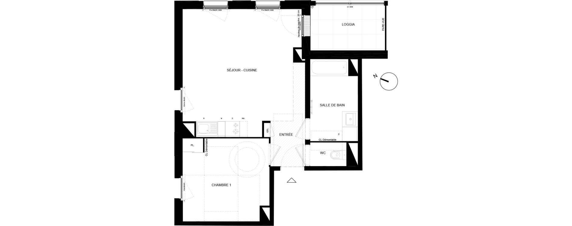 Appartement T2 de 48,18 m2 &agrave; Chamb&eacute;ry Vetrotex