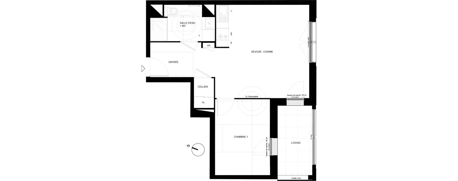 Appartement T2 de 46,63 m2 &agrave; Chamb&eacute;ry Vetrotex