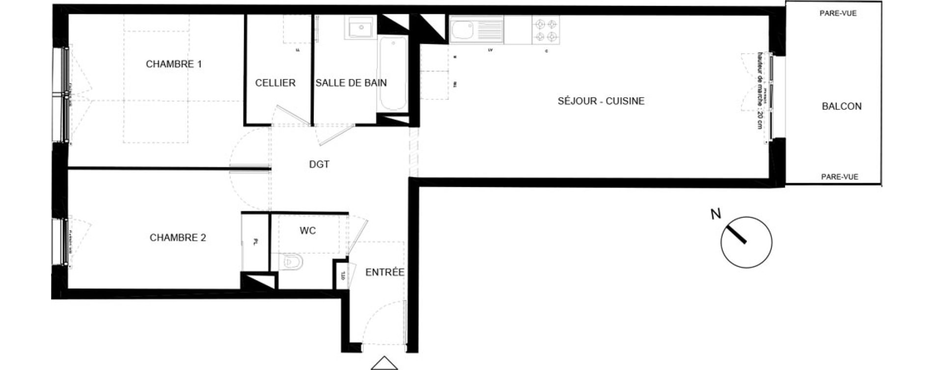 Appartement T3 de 70,59 m2 &agrave; Chamb&eacute;ry Vetrotex