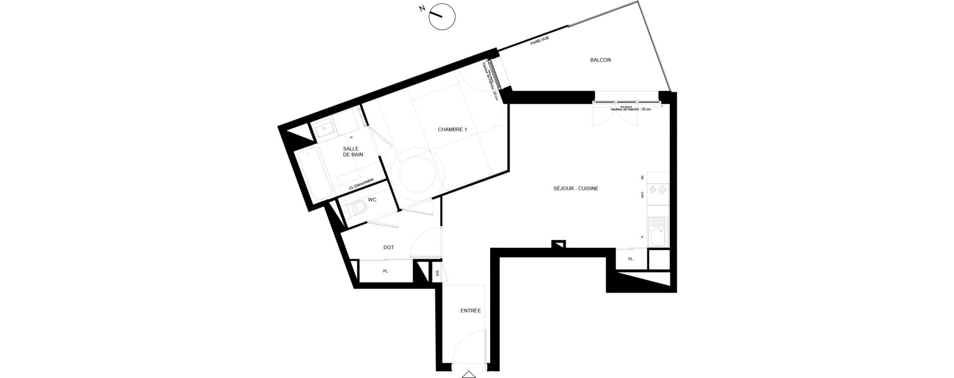 Appartement T2 de 48,49 m2 &agrave; Chamb&eacute;ry Vetrotex
