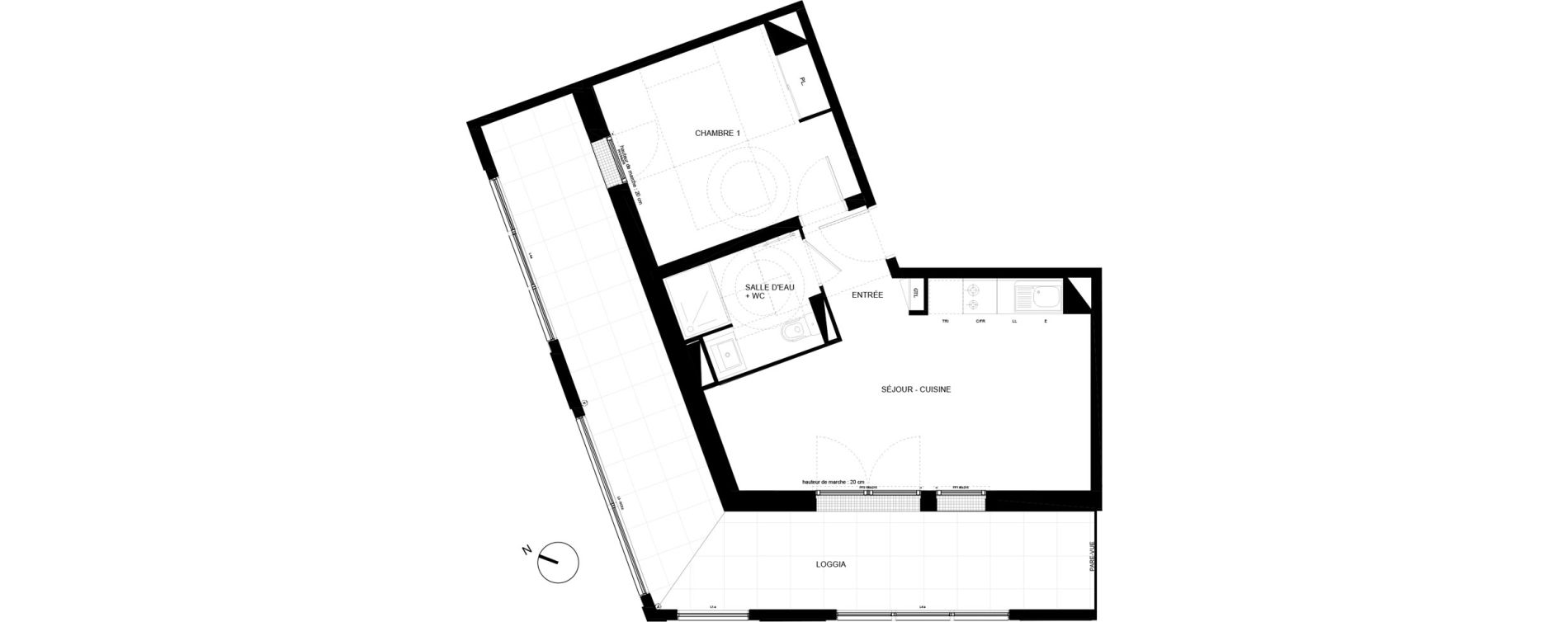 Appartement T2 de 41,78 m2 &agrave; Chamb&eacute;ry Vetrotex