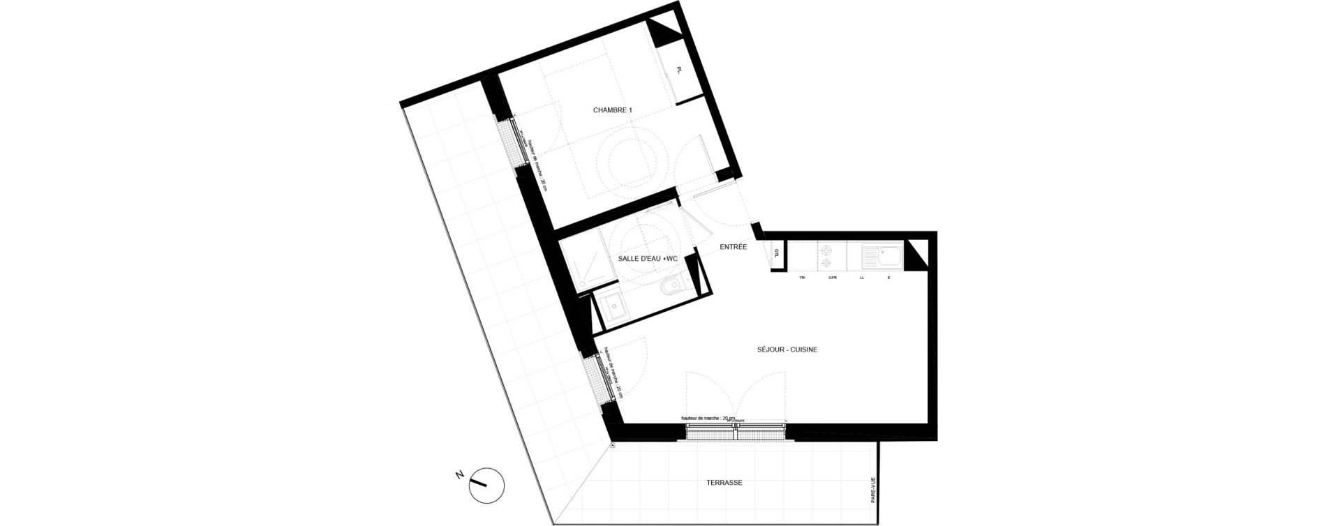 Appartement T2 de 41,78 m2 &agrave; Chamb&eacute;ry Vetrotex