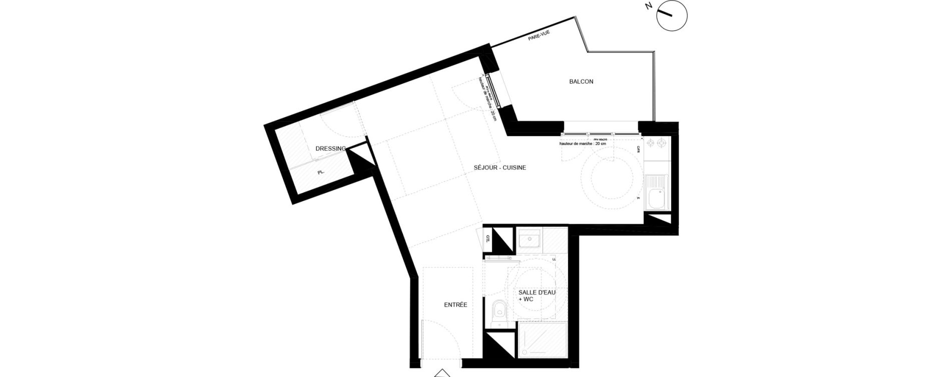 Appartement T1 de 32,76 m2 &agrave; Chamb&eacute;ry Vetrotex