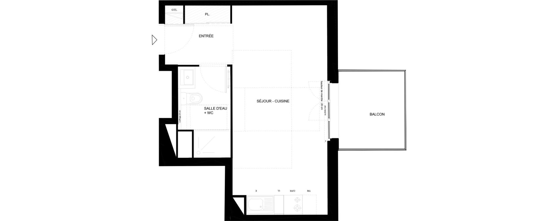 Appartement T1 de 29,53 m2 &agrave; Chamb&eacute;ry Vetrotex