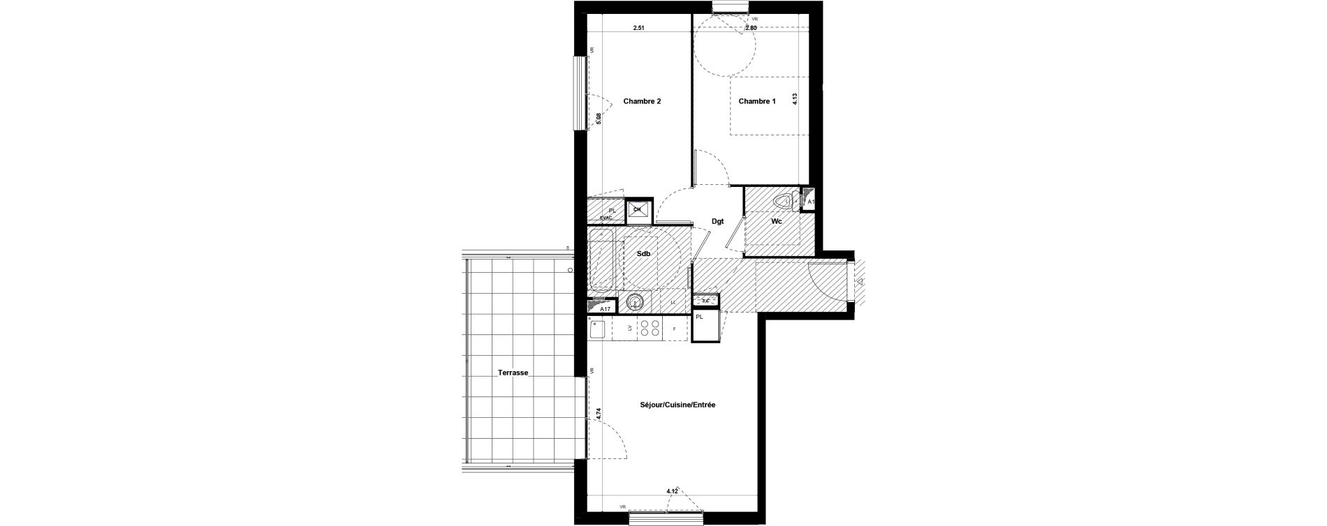 Appartement T3 de 58,00 m2 &agrave; Chamb&eacute;ry Les hauts de chambery